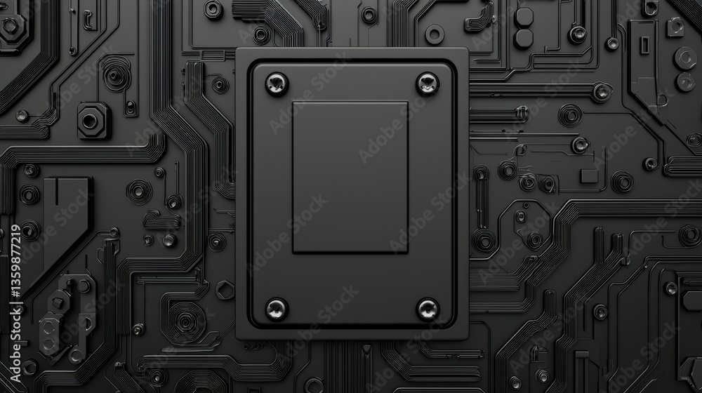 Poster abstract high tech metal surface with circuit like patterns