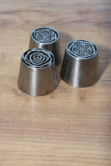 Set of pastry tips made from stainless steel. For creating marshmallow tulips of various shapes.