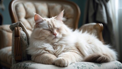 American Curl cat dozing off