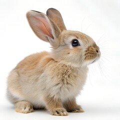 Obraz premium Adorable fluffy baby rabbit isolated on white