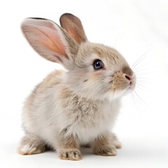 Obraz premium Cute white bunny, a fluffy pet, isolated