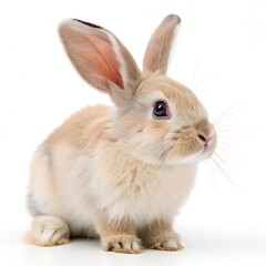 Obraz premium Fluffy white rabbit, an isolated pet with adorable ears