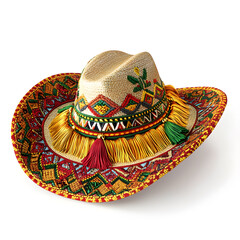 Colorful Mexican sombrero adorned with intricate designs and vibrant decorations