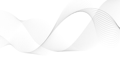 White wave curve lines banner background design. Abstract soft wave lines dynamic flowing gray light isolated background. Vector Illustration of the gray pattern of lines. Black stripes on white .