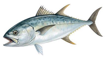 Fresh fish isolated on white background with scales and fins