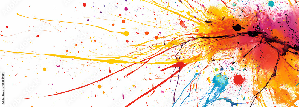Poster abstract explosion of color: a captivating abstract piece, a vibrant explosion of colors dance acros