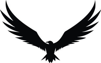 Fototapeta premium Silhouette of a Raven in Flight, Wings Spread Wide, Mysterious, Bold, Bird Symbolism