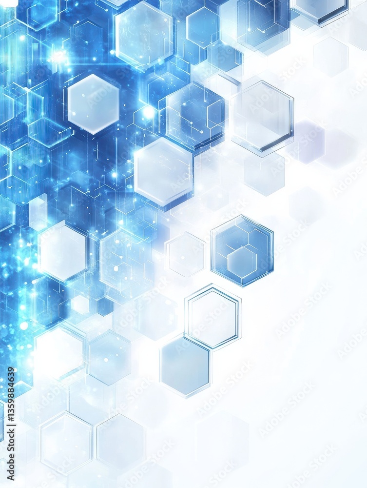 Aufkleber modern 3d hexagonal technology abstract background features blue bright energy flashes under hexagon