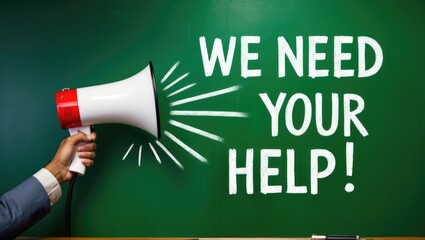 A person with a megaphone - We need your help!