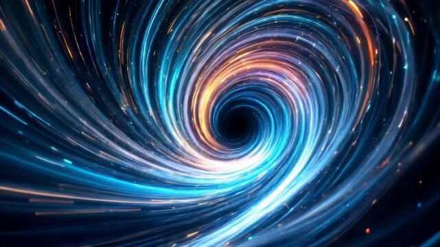 A vortex of interdimensional light streaks twisting in an infinite loop