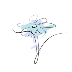 flower logo stylized brush drawn. bud floral icon blossom isolate. spring emblem