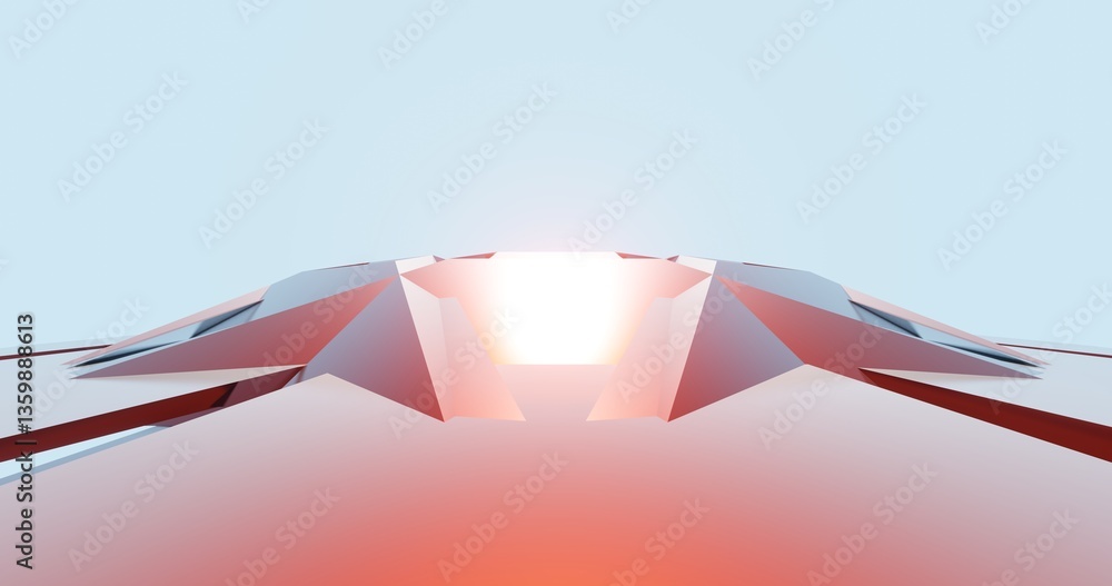 Aufkleber 3d render abstract architecture background building geometric shape