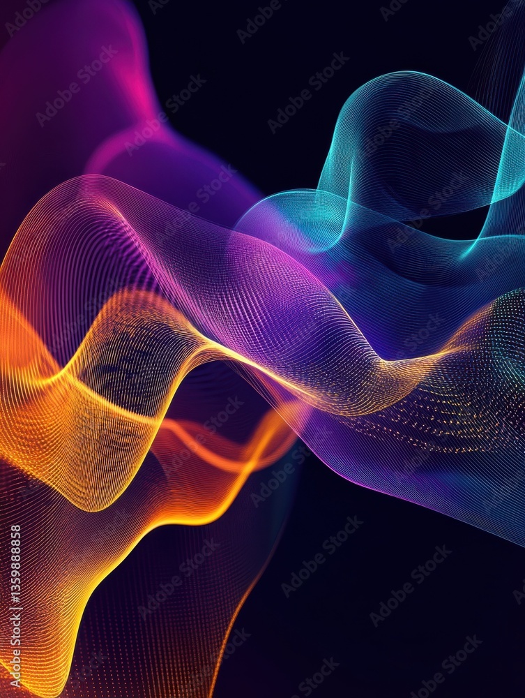 Poster colorful sound wave visualization capturing voice and audio energy. abstract background with bright,