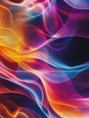 Obraz premium Colorful sound wave visualization capturing voice and audio energy. Abstract background with bright, flowing lines showcasing dynamic audio patterns and intensity.