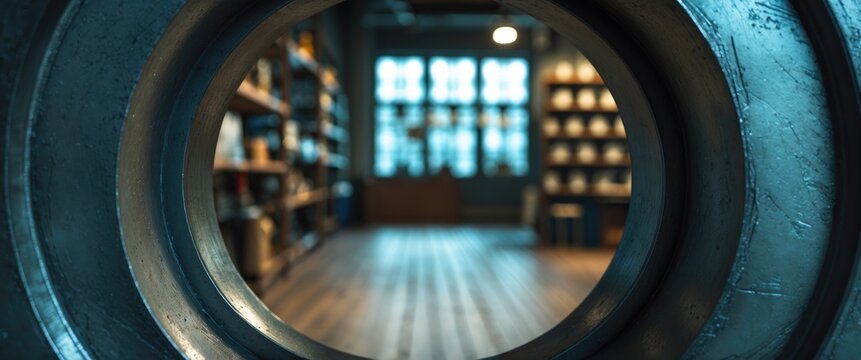 A perspective of a hall seen through a tube. - Powered by Adobe