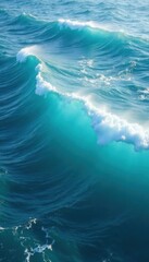 Fototapeta premium Ocean wave pattern with white foam and clear blue colour, aqua, sea, texture
