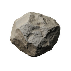 Large rough stone with jagged surface, mottled gray and brown tones representing natural geology and erosion patterns