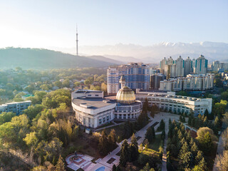 The old Soviet building in the center of Almaty, the Former Palace of pioneers in Almaty.
