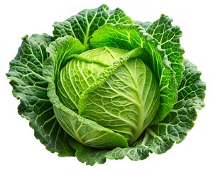 Obraz premium Savoy Cabbage: Fresh, vibrant savoy cabbage, showcasing its tightly packed leaves and a verdant color palette, ready to be a part of healthy meal preparation.