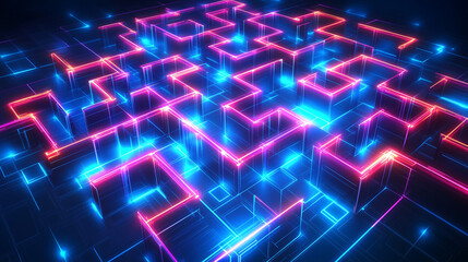 Obraz premium Colorful modern digital abstract 3D background with copy space