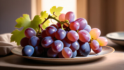 grappe de raisin vert et violet