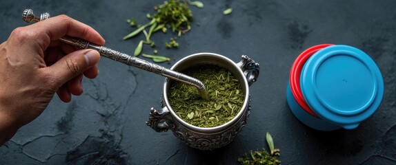 Obraz premium Traditional Argentinean consumption of yerba mate.