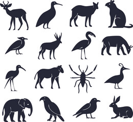 Silhouette Illustrations of Various Animals