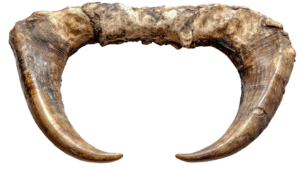 Ancient Bear Claws: A captivating studio shot of two impressively sized, ancient bear claws. With their formidable curve, the claws hint at a prehistoric world and natural strength.