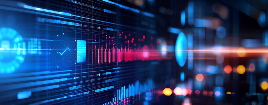 Big data analytics dashboard with machine learning visualizations, showcasing vibrant graphs and data patterns