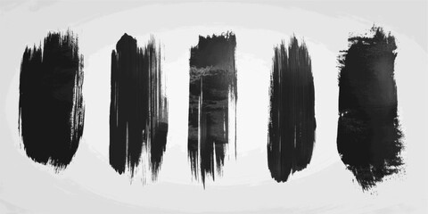 Spray paint long lines, ink horizontal splatters brush with grunge effect. Brush line collection set. Marker highlight stroke, brush pen hand drawn underline isolated on transparent background