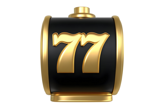 Isolated Illustration of Gold Sevens Slot Machine Gambling Chance