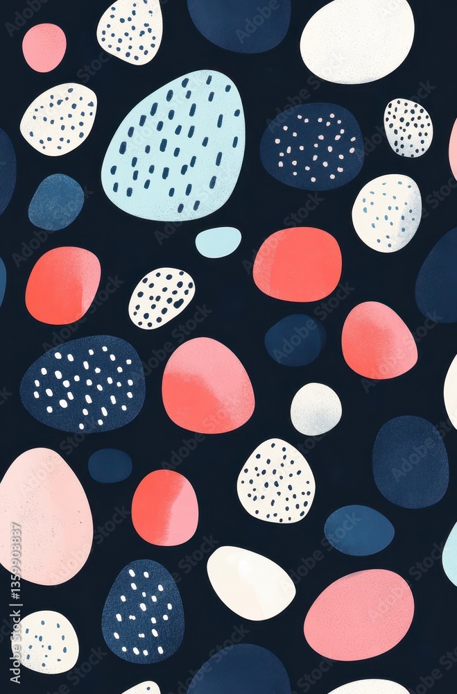 Poster abstract colorful pebble pattern on dark background for textiles, backgrounds, and creative design p