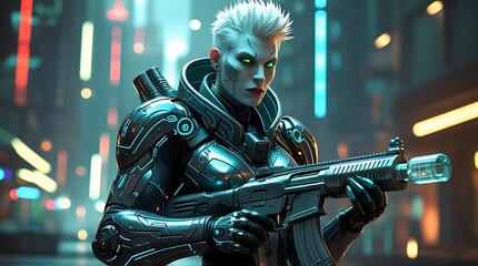 Futuristic military soldier in camouflage with gas mask, a 3D warrior of war