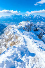 Snowy Mountain Ridge Hike, Sunny Summit