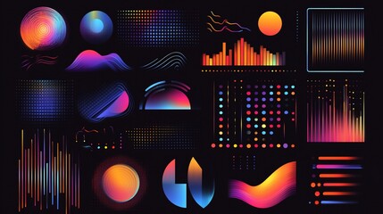 Vibrant Neon Geometric Abstract Design Elements
