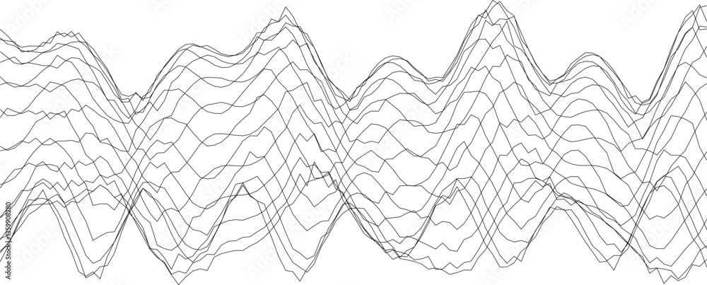 Aufkleber abstract wavy line art with geometric patterns for graphic design and modern aesthetic projects.