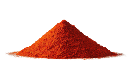 Vibrant Red Powder Heap: A macro shot captures a striking pile of finely ground, bright red powder, possibly a spice or pigment, presenting a dynamic view.