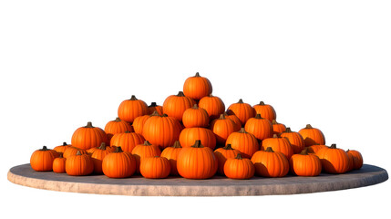 Isolated Pile Of Orange Pumpkins Displayed In Transparent Background