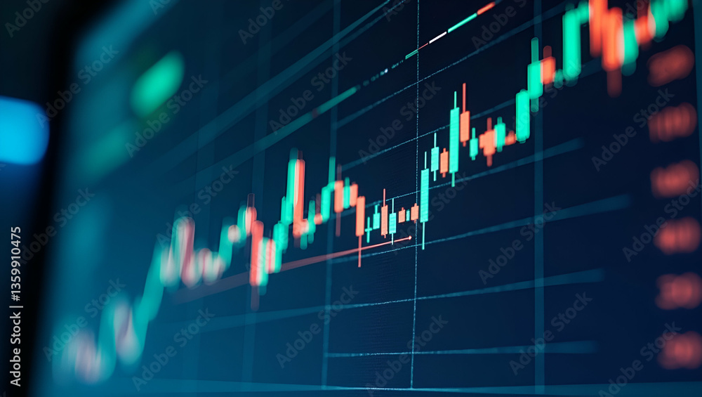 Poster ai generated illustration of a computer monitor displaying financial stock market graph concept with