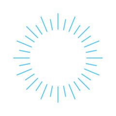 シンプルな水色のサンバーストのフレーム - 文字スペースのある丸いあしらいのイラスト素材