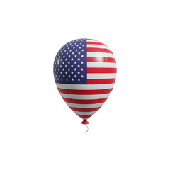 Balloon in america flag print isolated on transparent background. USA flag balloon png