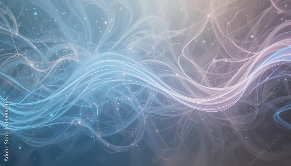 Aufkleber flowing light waves in abstract background digital art ethereal environment serene viewpoint visual 