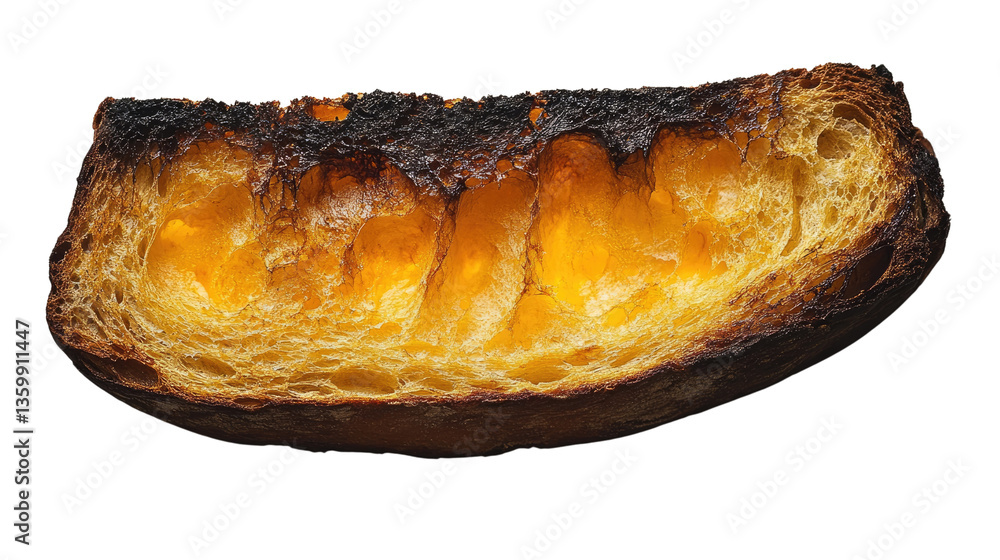 Poster burnt toast: the image captures a slice of toast, charred to a dark crisp, offering a lesson in cont