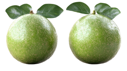 Vibrant Green Fruit Duo: A close-up shot of two perfectly formed, verdant green fruits, showcasing the natural textures and freshness of the produce.