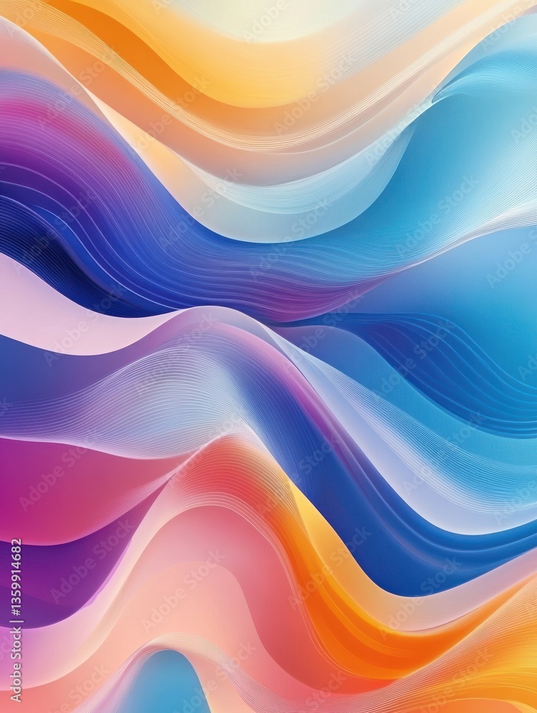 Poster abstract colorful gradient with waves and lines vibrant blur background design