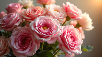 Delicate Blossoms: A Bouquet of Pink Roses