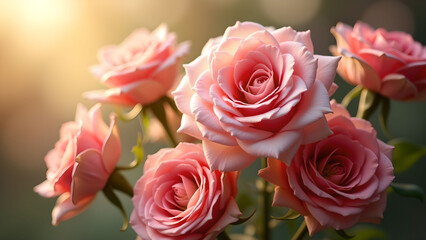 Elegant Arrangement of Pink Roses in Soft Light