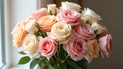 Pastel Roses Bouquet of Gentle Romance Imagery