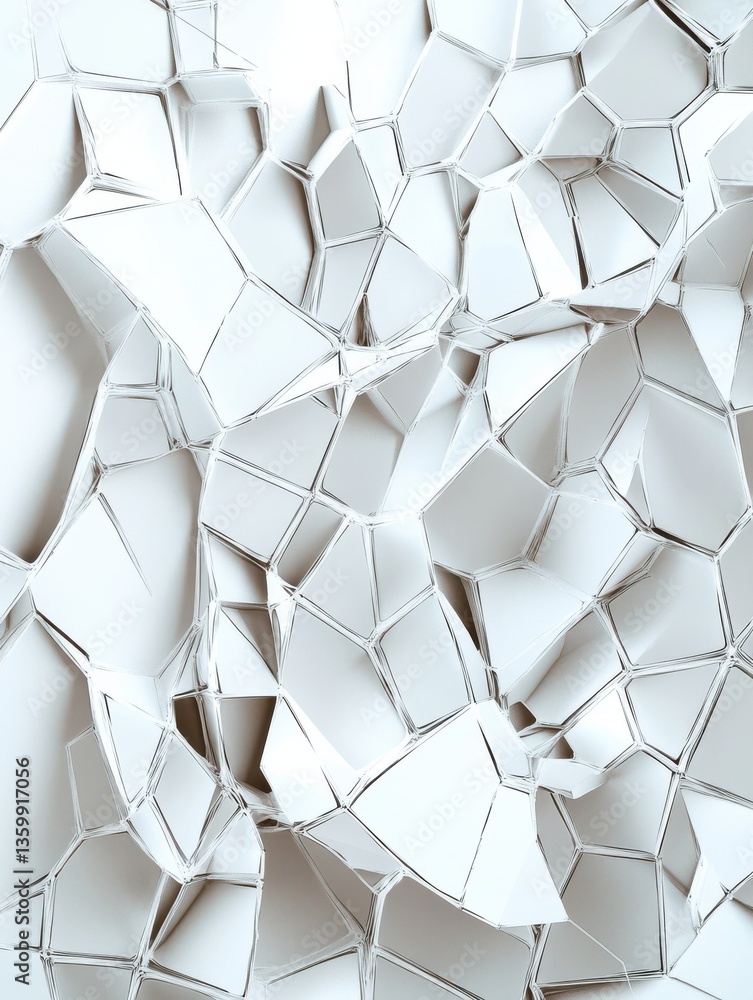 Poster abstract 3d render of a white low poly background featuring intricate geometric facets and a clean l
