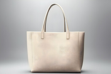 Elegant cream handbag displayed against a soft gray background emphasizing modern fashion and design trends in accessories